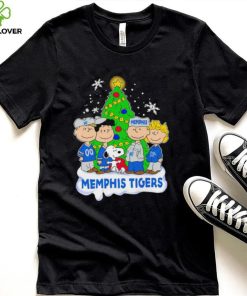 Happy Merry Christmas Peanuts Christmas tree Memphis Tigers football logo gift hoodie, sweater, longsleeve, shirt v-neck, t-shirt