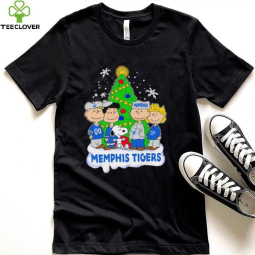 Happy Merry Christmas Peanuts Christmas tree Memphis Tigers football logo gift hoodie, sweater, longsleeve, shirt v-neck, t-shirt