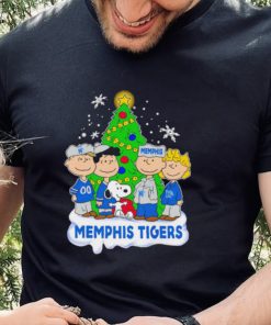 Happy Merry Christmas Peanuts Christmas tree Memphis Tigers football logo gift hoodie, sweater, longsleeve, shirt v-neck, t-shirt