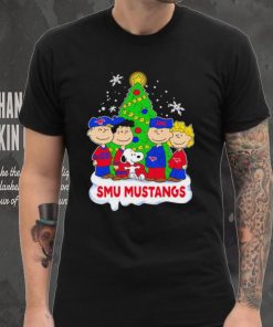 Happy Merry Christmas Peanuts Christmas tree SMU Mustangs football logo gift hoodie, sweater, longsleeve, shirt v-neck, t-shirt