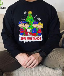 Happy Merry Christmas Peanuts Christmas tree SMU Mustangs football logo gift hoodie, sweater, longsleeve, shirt v-neck, t-shirt