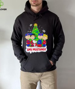 Happy Merry Christmas Peanuts Christmas tree SMU Mustangs football logo gift hoodie, sweater, longsleeve, shirt v-neck, t-shirt