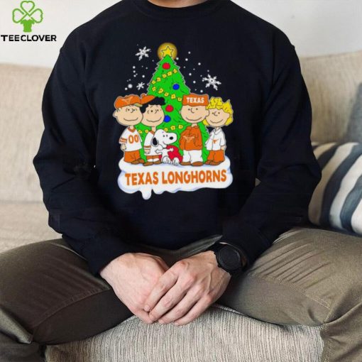 Happy Merry Christmas Peanuts Christmas tree Texas Longhorns football logo gift hoodie, sweater, longsleeve, shirt v-neck, t-shirt