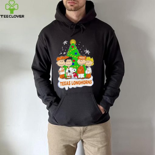 Happy Merry Christmas Peanuts Christmas tree Texas Longhorns football logo gift hoodie, sweater, longsleeve, shirt v-neck, t-shirt