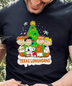 Happy Merry Christmas Peanuts Christmas tree Texas Longhorns football logo gift hoodie, sweater, longsleeve, shirt v-neck, t-shirt