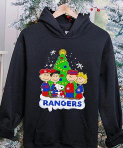 Happy Merry Christmas Peanuts Christmas tree Texas Rangers football logo gift shirt