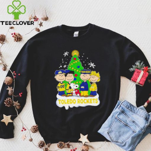 Happy Merry Christmas Peanuts Christmas tree Toledo Rockets football logo gift hoodie, sweater, longsleeve, shirt v-neck, t-shirt