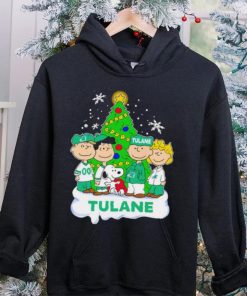 Happy Merry Christmas Peanuts Christmas tree Tulane Green Wave football logo gift shirt