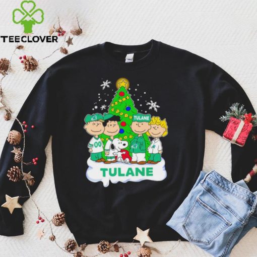 Happy Merry Christmas Peanuts Christmas tree Tulane Green Wave football logo gift hoodie, sweater, longsleeve, shirt v-neck, t-shirt