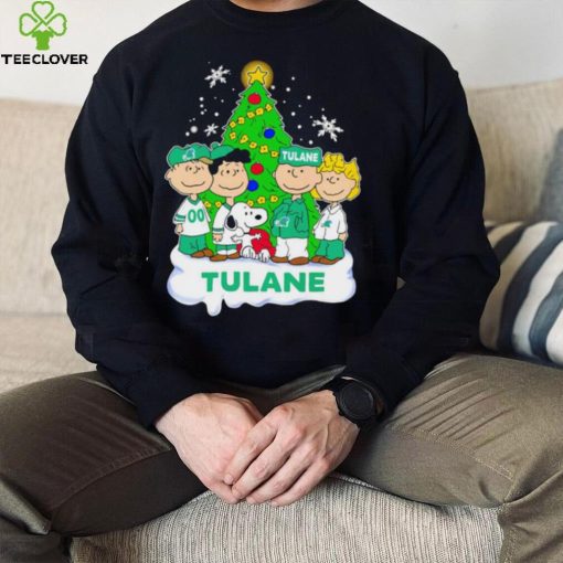 Happy Merry Christmas Peanuts Christmas tree Tulane Green Wave football logo gift hoodie, sweater, longsleeve, shirt v-neck, t-shirt