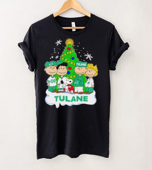 Happy Merry Christmas Peanuts Christmas tree Tulane Green Wave football logo gift hoodie, sweater, longsleeve, shirt v-neck, t-shirt