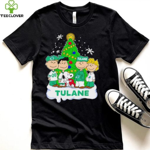 Happy Merry Christmas Peanuts Christmas tree Tulane Green Wave football logo gift hoodie, sweater, longsleeve, shirt v-neck, t-shirt