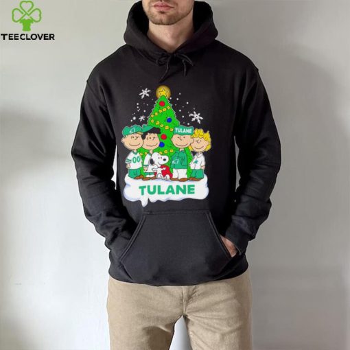 Happy Merry Christmas Peanuts Christmas tree Tulane Green Wave football logo gift hoodie, sweater, longsleeve, shirt v-neck, t-shirt