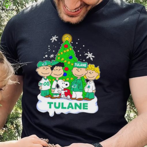 Happy Merry Christmas Peanuts Christmas tree Tulane Green Wave football logo gift hoodie, sweater, longsleeve, shirt v-neck, t-shirt