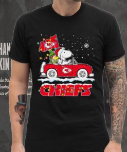 Happy Merry Christmas Snoopy drive a car Kansas City Chiefs logo flag gift hoodie, sweater, longsleeve, shirt v-neck, t-shirt