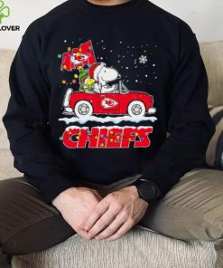 Happy Merry Christmas Snoopy drive a car Kansas City Chiefs logo flag gift hoodie, sweater, longsleeve, shirt v-neck, t-shirt