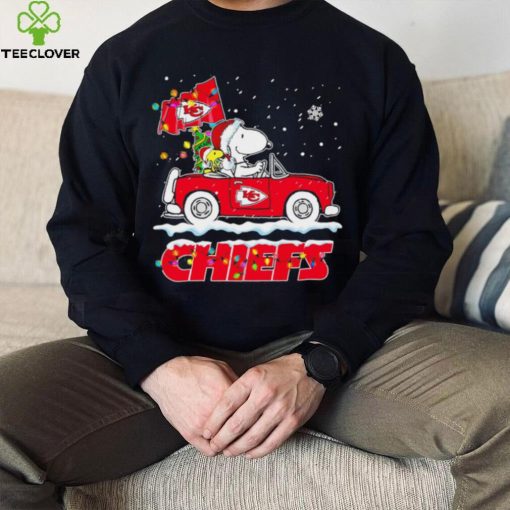 Happy Merry Christmas Snoopy drive a car Kansas City Chiefs logo flag gift hoodie, sweater, longsleeve, shirt v-neck, t-shirt