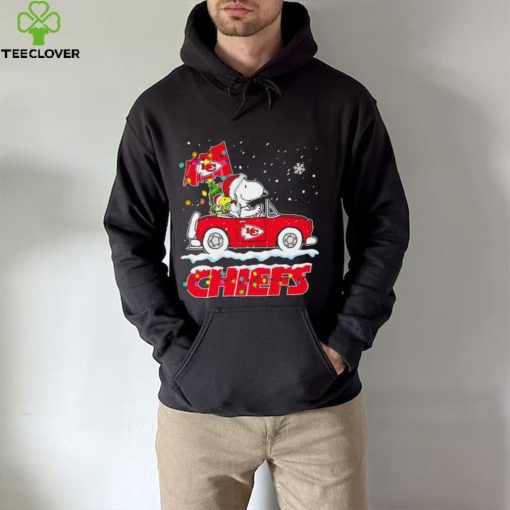 Happy Merry Christmas Snoopy drive a car Kansas City Chiefs logo flag gift hoodie, sweater, longsleeve, shirt v-neck, t-shirt