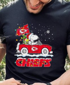 Happy Merry Christmas Snoopy drive a car Kansas City Chiefs logo flag gift hoodie, sweater, longsleeve, shirt v-neck, t-shirt