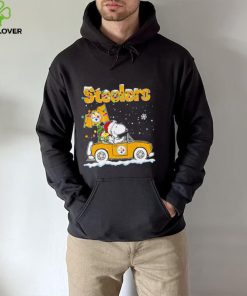 Happy Merry Christmas Snoopy drive a car Pittsburgh Steelers logo flag gift hoodie, sweater, longsleeve, shirt v-neck, t-shirt