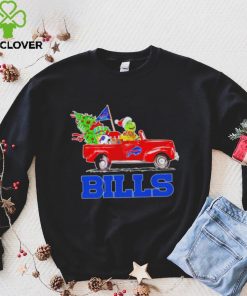 Happy Merry Christmas The Grinch drive a car Buffalo Bills football logo flag gift hoodie, sweater, longsleeve, shirt v-neck, t-shirt