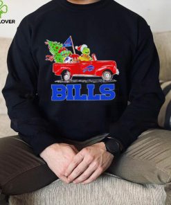 Happy Merry Christmas The Grinch drive a car Buffalo Bills football logo flag gift hoodie, sweater, longsleeve, shirt v-neck, t-shirt