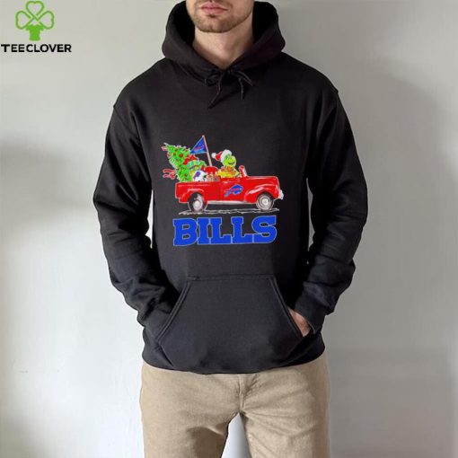 Happy Merry Christmas The Grinch drive a car Buffalo Bills football logo flag gift hoodie, sweater, longsleeve, shirt v-neck, t-shirt