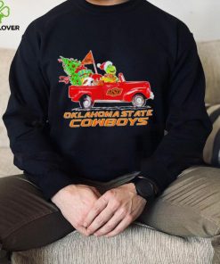 Happy Merry Christmas The Grinch drive a car Oklahoma State Cowboys football logo flag gift hoodie, sweater, longsleeve, shirt v-neck, t-shirt