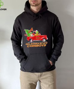 Happy Merry Christmas The Grinch drive a car Oklahoma State Cowboys football logo flag gift hoodie, sweater, longsleeve, shirt v-neck, t-shirt