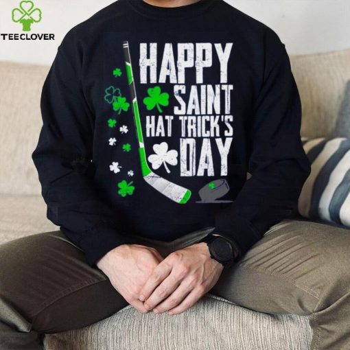 Happy Saint Hat Tricks Day Ice Hockey Puck St Patricks Day Funny Gift T Shirt