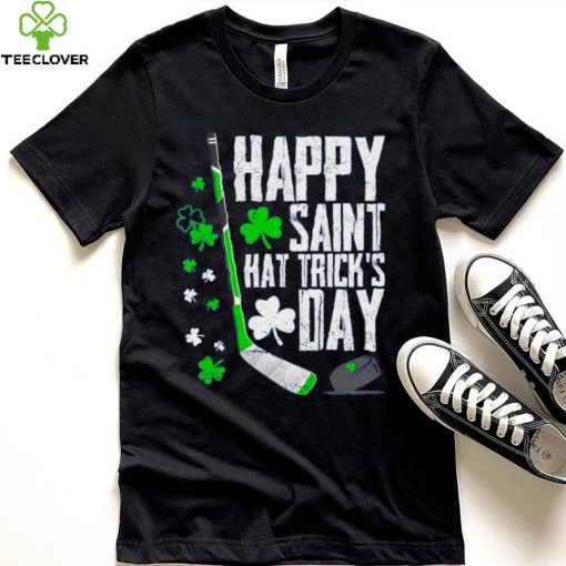 Happy Saint Hat Tricks Day Ice Hockey Puck St Patricks Day Funny Gift T Shirt