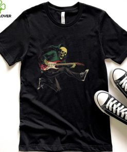 Happy Skeleton Guitar Guy Spooky Halloween Rock Band Concert T Shirt