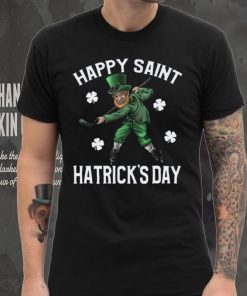 Happy St Hatricks Day St Patricks Day Hockey Gif T Shirt