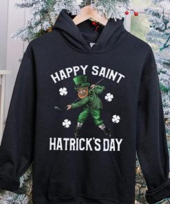 Happy St Hatricks Day St Patricks Day Hockey Gif T Shirt