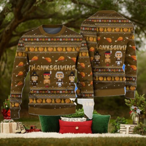 Happy Thankgiving With Chicken Pumkin Pattern Xmas SweaterHappy Thankgiving With Chicken Pumkin Pattern Xmas Sweater