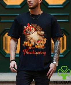 Happy Thanksgiving Cat But Face Is Turkey Funny Thanksgiving Cat Classic T Shirt