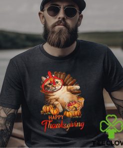 Happy Thanksgiving Cat But Face Is Turkey Funny Thanksgiving Cat Classic T Shirt
