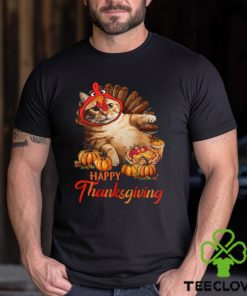 Happy Thanksgiving Cat But Face Is Turkey Funny Thanksgiving Cat Classic T Shirt