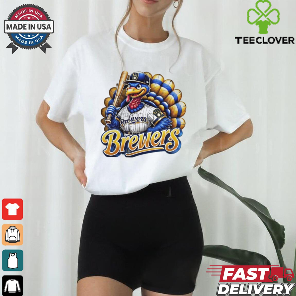 Happy Thanksgiving Milwaukee Brewers Baseball Turkey 2024 Shirt Happy Thanksgiving Milwaukee Brewers Baseball Turkey 2024 Shirt