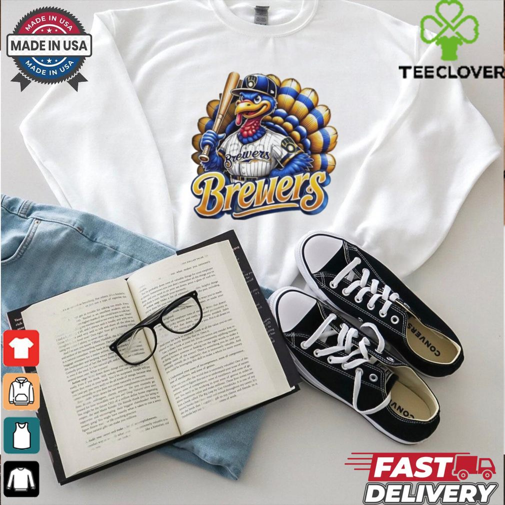 Happy Thanksgiving Milwaukee Brewers Baseball Turkey 2024 Shirt Happy Thanksgiving Milwaukee Brewers Baseball Turkey 2024 Shirt