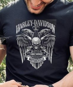 Harley Davidson Men’s Skull Lightning Crest Graphic Long Sleeve Shirt,