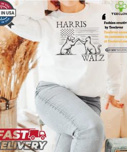 Harris Walz 2024 President American Flag Dog Team Up With Cat T shirt 1 Harris Walz 2024 President American Flag Dog Team Up With Cat T shirt