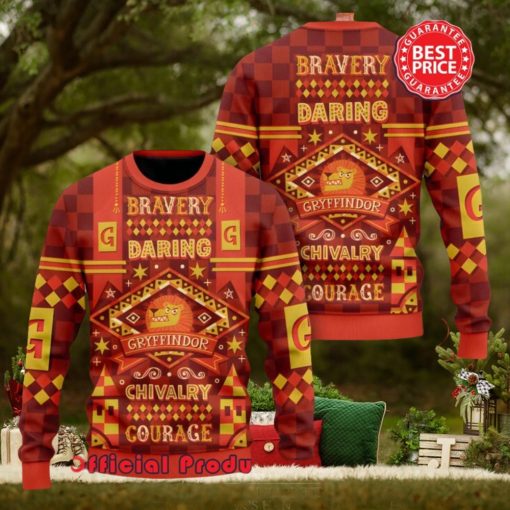 Harry Potter Hogwarts Gryffindor Bravery Daring Chivalry Courage Ugly Christmas Sweater