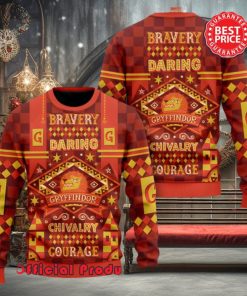 Harry Potter Hogwarts Gryffindor Bravery Daring Chivalry Courage Ugly Christmas Sweater