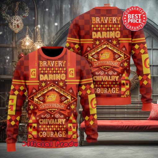 Harry Potter Hogwarts Gryffindor Bravery Daring Chivalry Courage Ugly Christmas Sweater