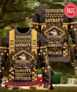 Harry Potter Hogwarts Hufflepuff Kindness Loyalty Honesty Patience Ugly Christmas Sweater