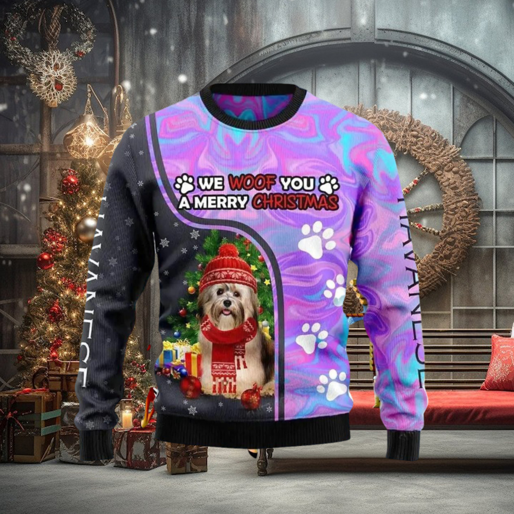 Havanese Hologram Color Ugly Christmas Sweater Best Gift For Men And Women Havanese Hologram Color Ugly Christmas Sweater Best Gift For Men And Women