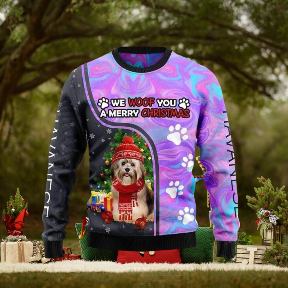 Havanese Hologram Color Ugly Christmas Sweater Best Gift For Men And Women Havanese Hologram Color Ugly Christmas Sweater Best Gift For Men And Women