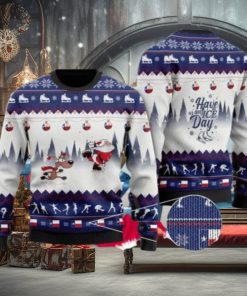 Have An Ice Day Santa Claus And Reindeer Speed Skating Ugly Christmas Sweater Special Gift For Loved Ones