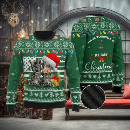 Have Yourself A Military Christmas Combat Boots Ugly Christmas Sweater Unisex 3D Sweater Christmas Gift